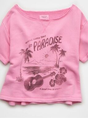 American Eagle Outfitters Pink Paradise Graphic Short Sleeve Tee